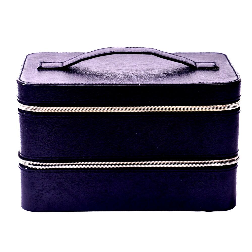 Lancôme Paris Black Hard Train Case 2 Tier Makeup Cosmetic Bag Organizer 9"